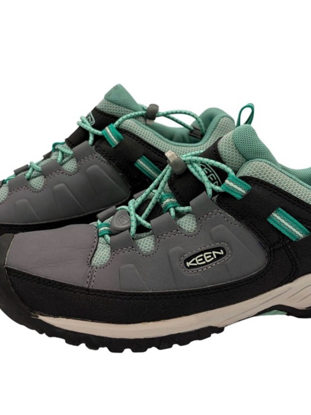 KEEN NWOT Targhee Youth Sz 6 Hiking Shoes Grey Teal Waterproof Outdoor